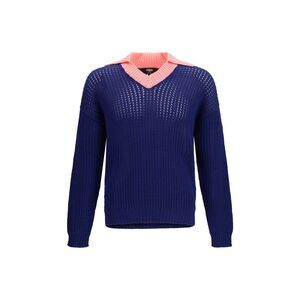 Fendi Men Ribbed V-Neck Sweater With Ff Motif